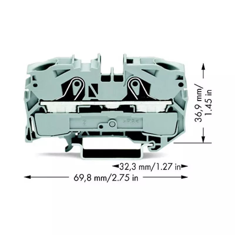 WAGO 2016-1201 Praeinanti gnybtų jungtis, 16 mm², 800 V, pilka, Push-in CAGE CLAMP