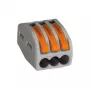 WAGO 222-413 3-Conductor Lever-Operated Splicing Connector, 32 A, 400 V, Gray/Orange