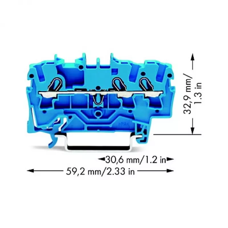 WAGO 2002-1304 3 laidų kištukinė gnybtų juosta, 2,5 mm², 800 V, pilka