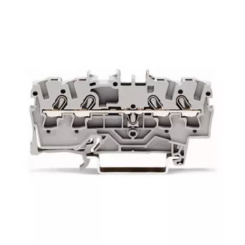 WAGO 2002-1401 Perėjimo gnybtų blokas, 4 laidininkai, 2,5 mm², Push-in CAGE CLAMP, 800 V, pilkas