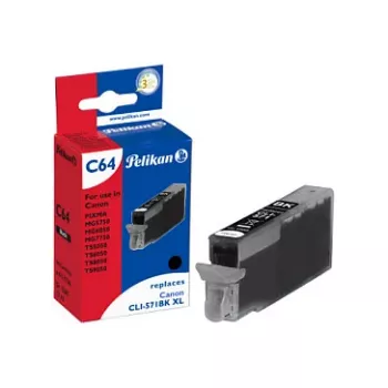 Pelikan rašalo kasetė, skirta Canon CLI-571BK XL, juoda, didelės išeigos, 11,5 ml