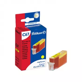 Pelikan suderinama rašalo kasetė, skirta Canon CLI-571Y XL, geltona, didelės išeigos, 11,5 ml