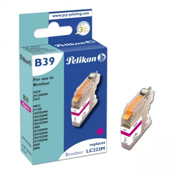 Pelikan suderinama rašalo kasetė, skirta Brother LC223M, rausvai raudona, 10 ml, 550 puslapių
