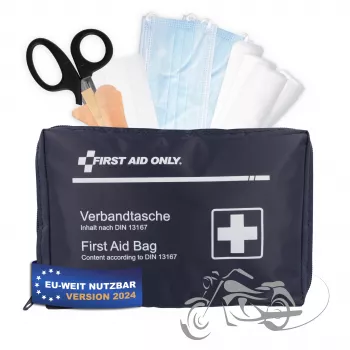 First Aid Only Motociklo pirmosios pagalbos rinkinys DIN 13167 mėlynas Įvairūs tvarsčiai