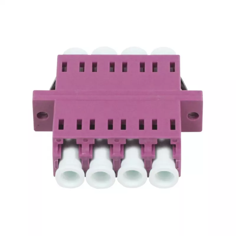 Synergy 21 Fiber Optic Coupler LC-LC 50/125µm Multimode OM4 Erika Violet Quad PVC Flanged