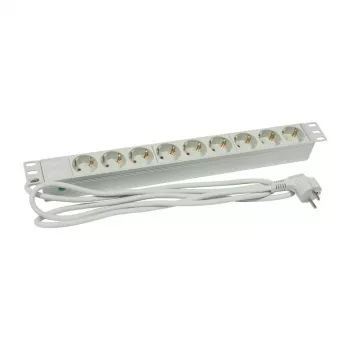 ALLNET 19 inch Priedų kelių lizdų rozetė 9x lizdai (CEE7) prie kištuko (CEE7) Šviesiai pilka Synergy 21