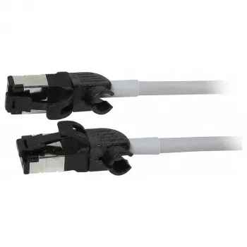 Synergy21 Patch Cable RJ45, CAT6A 500MHz, 1,5m, Grey, S/FTP, Slimline Round d=4,5mm, TPE/LSZH (Superflex), AWG28, su CAT7 Raw Connector, Rotatable Connector