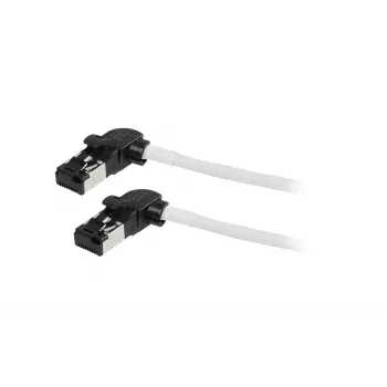 Synergy21 Patch Cable RJ45, CAT6A 500MHz, 0,15m, White, S/FTP, Slimline Round d=4,5mm, TPE/LSZH (Superflex), AWG28, su CAT7 Raw Connector, Rotatable Plug