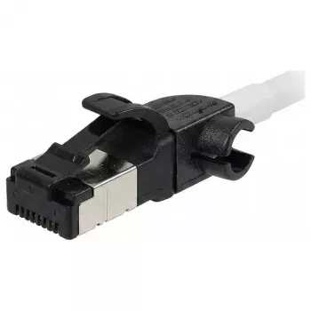 Synergy21 Patch Cable RJ45, CAT6A 500MHz, 1.0m, White, S/FTP, Slimline Round d=4.5mm, TPE/LSZH (Superflex), AWG28, with CAT7 Raw Cable, Swivel Connector