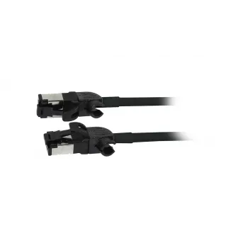 Synergy21 Patch Cable RJ45, CAT6A 500MHz, 7,5m, Black, S/FTP, Slimline Round d=4,5mm, TPE/LSZH (Superflex), AWG28 with CAT7 Raw Connector, Rotatable Plug