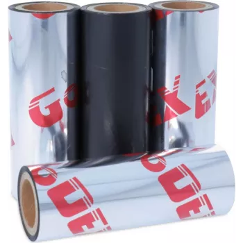GODEX C.ITOH Godex terminio perkėlimo juosta vaškas/derva juoda 110mm x 300m 1 colio šerdis