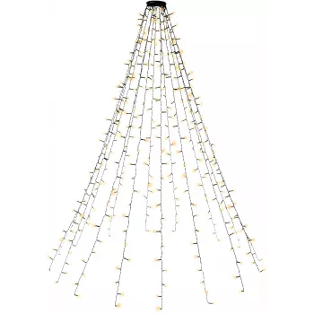 Goobay 400 LED eglės girlianda su žiedu, 16 x 1,5 m, šiltai balta 2500 K, 8 švietimo režimai, laikmatis ir atminties funkcija, 24 V DC išorinis transformatorius, IP44 vidui ir išorei (60387)