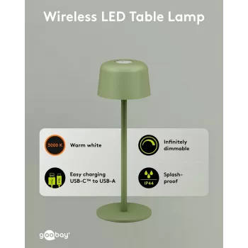 Goobay belaidė LED stalo lempa, S dydžio, 25 cm, žalia