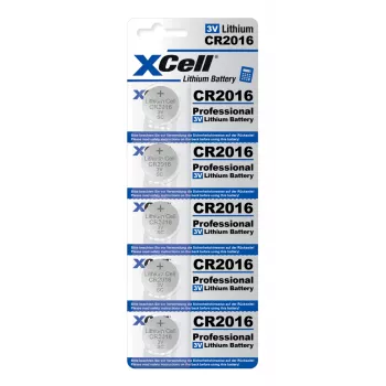 XCell CR2016 Lithium Button Cell Battery 3V 80mAh - 5 Pack