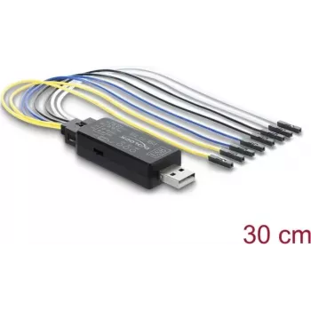 Delock USB 2.0 į TTL UART serijinis keitiklis, 3,3 V/5 V, 6 kontaktų šukos, 30 cm laidas