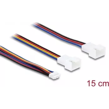 Delock Y ventiliatoriaus kabelis 1 x JST PH 4 kontaktų PWM moteriškas į vyrišką + 4 kontaktų (3 kontaktai užimti) vyriškas 15 cm