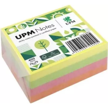 UPM Notes Brilliant Mix Lipnūs Lapeliai 400 Lapų Geltona Rožinė Žalia 76x76mm 3 Paketai
