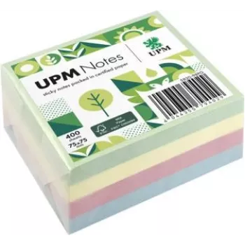 UPM Notes Lipnūs Lapeliai 400 Lapų Pastelinė Spalvų Mozaika Žalia Mėlyna Rožinė Geltona