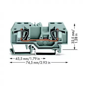 WAGO 282-901 3-Conductor CAGE CLAMP Terminal Block, 10 mm², Gray, DIN-rail 35