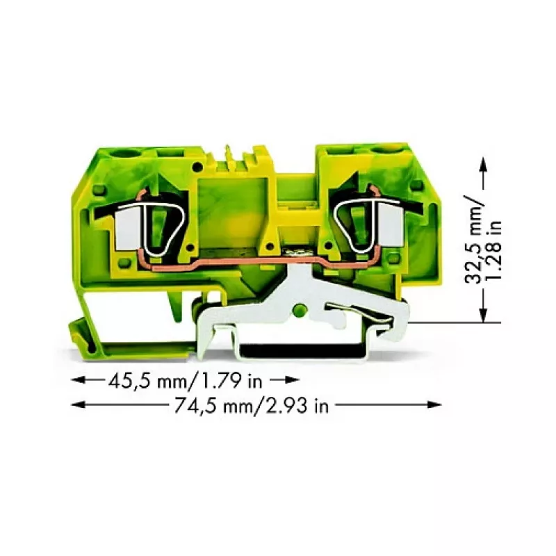 WAGO Įžeminimo gnybtų blokas žaliai-geltonas 0,2-6 mm² 282-907