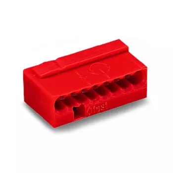 WAGO 243-808 PUSH WIRE® Jungiamasis dėžutės jungiklis, 8 laidų, raudonas, 0,5-2,5 mm²