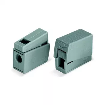 WAGO 224-101 1-laidas 2-jungčių Push-in CAGE CLAMP gnybtų blokas, 400 V, 24 A, 0,5-2,5 mm², permatomas/pilka