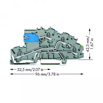 WAGO 2003-7641 TOPJOB® S 3-jų laidų praėjimo gnybtų blokas, 2,5 mm², 400 V, pilka