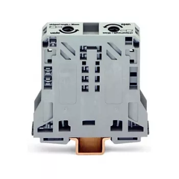 WAGO 285-150 CAGE CLAMP Power Terminal Block, 1-Potential, 2-Connection, 10-50 mm², Gray, DIN-rail 35