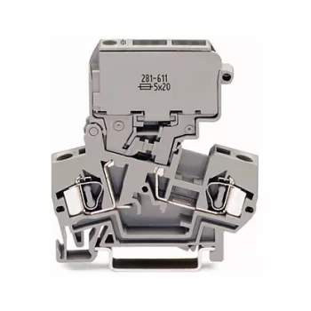 WAGO 281-611 TOPJOB® S Praeinanti gnybtų jungtis, 3 jungimo taškai, 6 mm², pilka, DIN-35 bėgelis