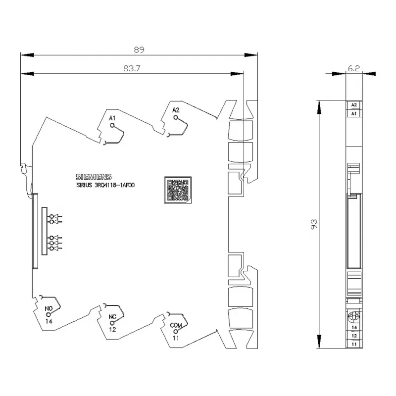 Siemens SIRIUS 3RQ4 Įkišamoji jungimo relė, 230 V AC/DC, 3 NO + 1 NC, varžtiniai gnybtai
