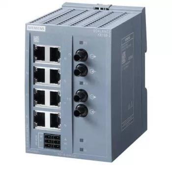 Siemens SCALANCE XB108-2 Unmanaged Industrial Ethernet Switch, 8 RJ45 + 2 SC Multimode Fiber, DIN Rail