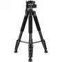 Rollei Compact Traveler Star S4 Travel Tripod, Aluminium, 3-Way Pan Head, Max Height 125 cm, Load 2 kg, Black