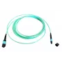 EFB Elektronik MTP Female į MTP Female 12 pluoštų OM3 daugiamodis šviesolaidinis jungiamasis kabelis, LSZH, Aqua, A tipas, 15 m