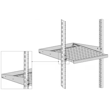 EFB Elektronik 19 inch 2U ištraukiama lentyna, 455 mm gylis, priekinis montavimas, 20 kg apkrova, RAL 7035 šviesiai pilka