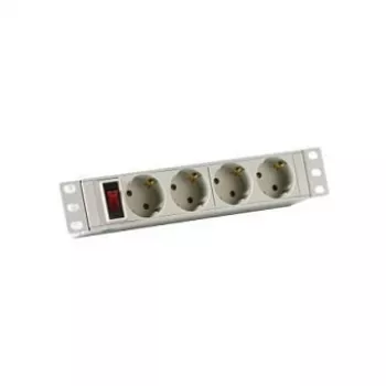 EFB-Elektronik 10 1HE Maitinimo juosta 4 x CEE 7/3 su jungikliu, aliuminio profilis, pilka