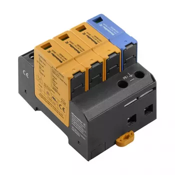 Weidmüller VPU AC II 3+1 300/50 Apsaugos nuo viršįtampių įtaisas 2 tipas, 3 fazės + nulis, 300 V AC, 20 kA/40 kA, DIN bėgelis