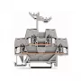 WAGO 280-519 2-jungiklio Push-in CAGE CLAMP gnybtų blokas, 2,5 mm², pilkas, montavimui ant DIN bėgelio