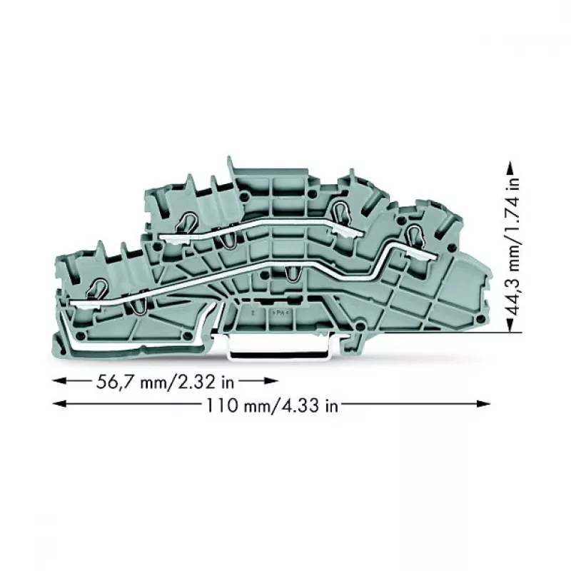 WAGO 2003-6642 Praeinanti gnybtų jungtis, TOPJOB® S, 2 laidininkai, 4 mm², pilka, 800 V, 24 A