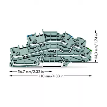 WAGO 2003-6646 daugiapakopė instaliacinė gnybtų kaladėlė, N/L/PE, 2.5 mm², Push-in CAGE CLAMP, pilka
