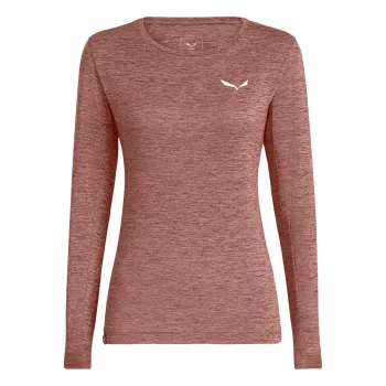 Salewa Puez Melange Dry L/S Tee Moteriški Marškinėliai Ilgomis Rankovėmis - Dykumos Rožinė Melange, Dydis M