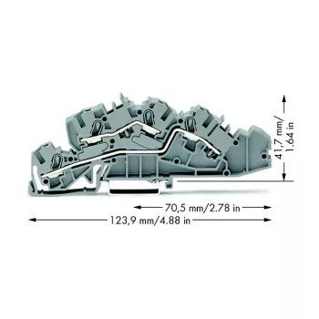 WAGO 2005-7642 Praeinantis gnybtų blokas, 4 mm², 32 A, 400 V, pilkas, CAGE CLAMP