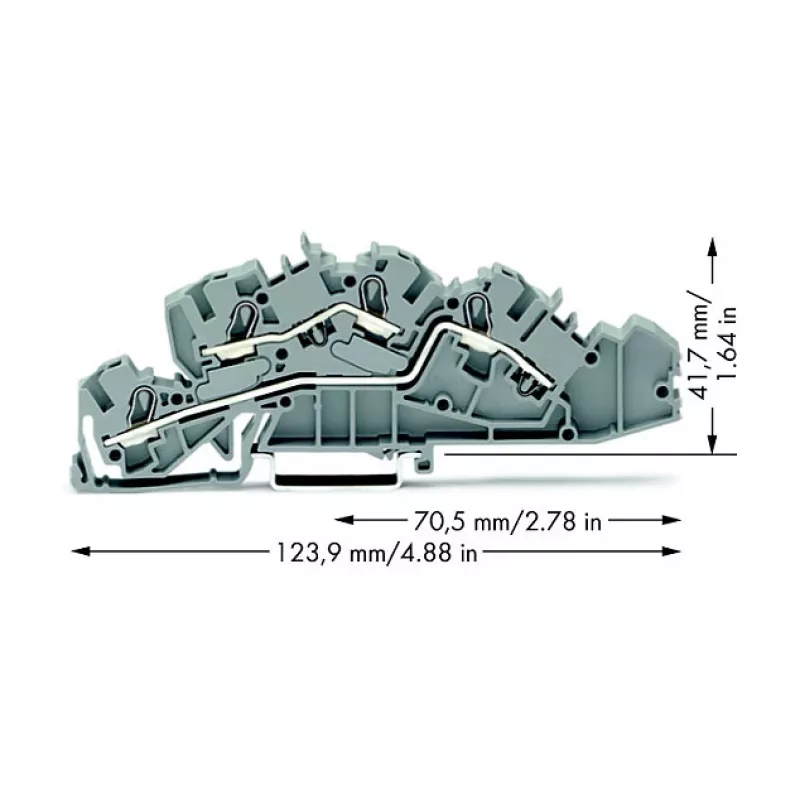 WAGO 2005-7642 Praeinantis gnybtų blokas, 4 mm², 32 A, 400 V, pilkas, CAGE CLAMP