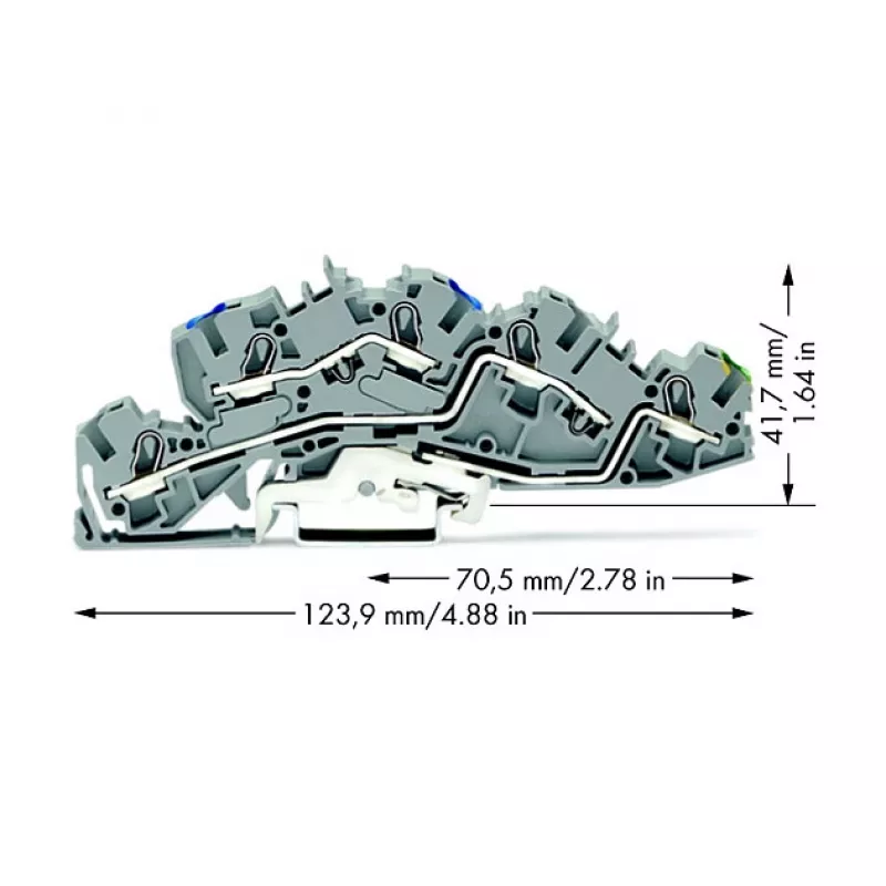 WAGO 2005-7646 Praeinamoji gnybtų jungtis, 3 laidininkai, 400V, 24A, 2,5mm², pilka