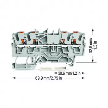 WAGO Praeinamoji gnybtų jungtis 4 laidininkų Push-in 2,5 mm² pilka