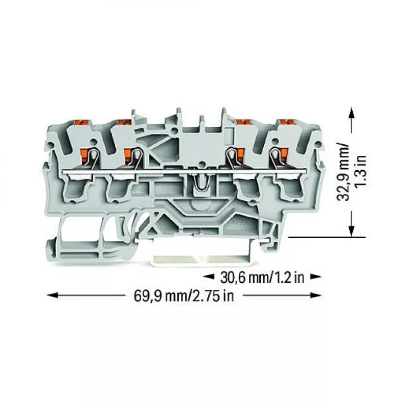 WAGO Praeinamoji gnybtų jungtis 4 laidininkų Push-in 2,5 mm² pilka