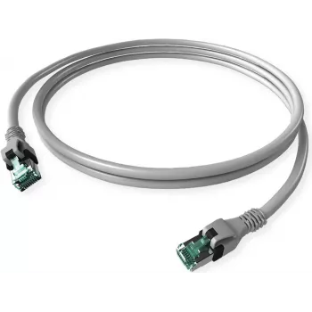 EasyLan DualBoot PushPull Cat.6a S/FTP Patch Cable 10m - Pilka