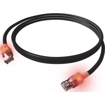 EasyLan DualBoot LED Patch Cable RJ45 S/FTP Cat.6A (Class EA) su SaCon jungtimi LSOH Juoda 7,5 M