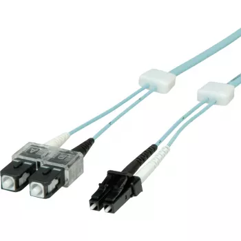 EasyLan Fiber Optic Patch Cable SC Duplex to LC Duplex Multimode OM3 2m Aqua