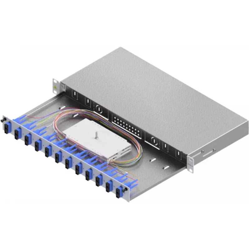 ZVK Easylan LWL Splice Enclosure Basic 1U 12x SC-Duplex OS2 Sliding Drawer