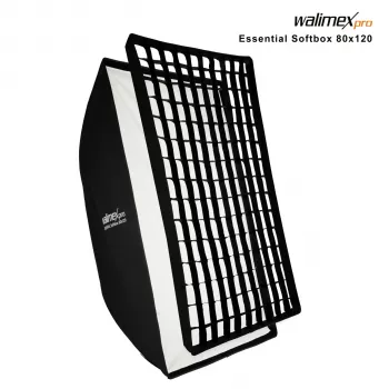 Walimex Pro Softbox Essential 80x120 cm stačiakampis softbox su Bowens laikikliu, sidabriniu vidumi, difuzoriais, nešimo krepšiu